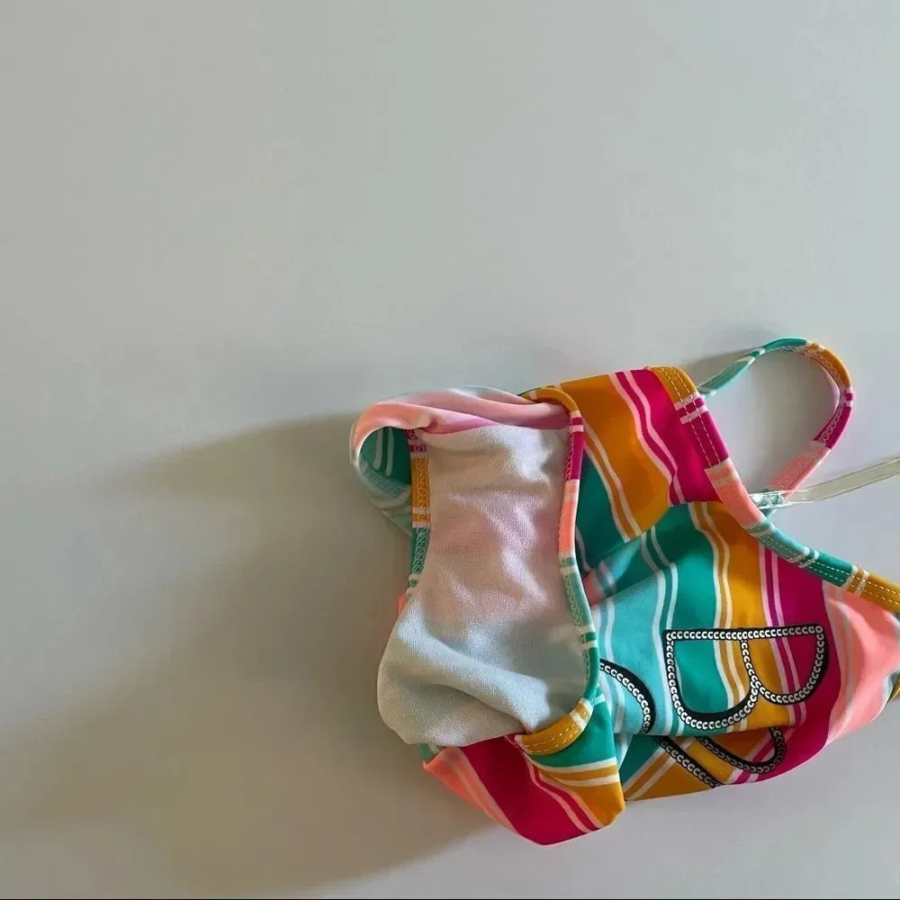 Koala Kids multi color bathing suit w/ “Born Chic” wording - Picture 9 of 10